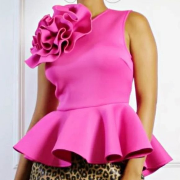 Elegant Big Flower Peplum Top - Picture 3 of 3